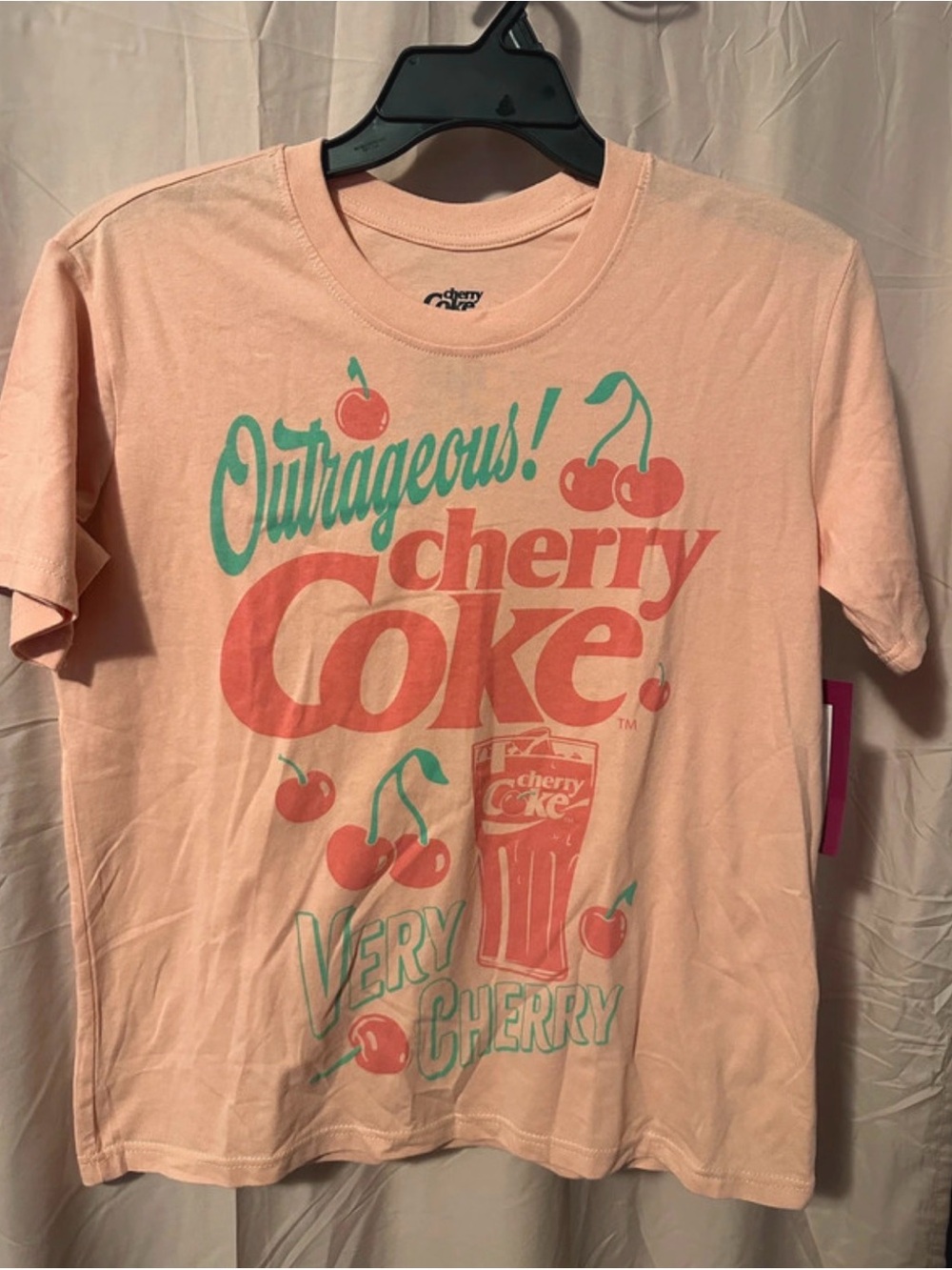 Coca-Cola Cherry Coke t-shirt with graphic featuring 'Outrageous! cherry Coke'